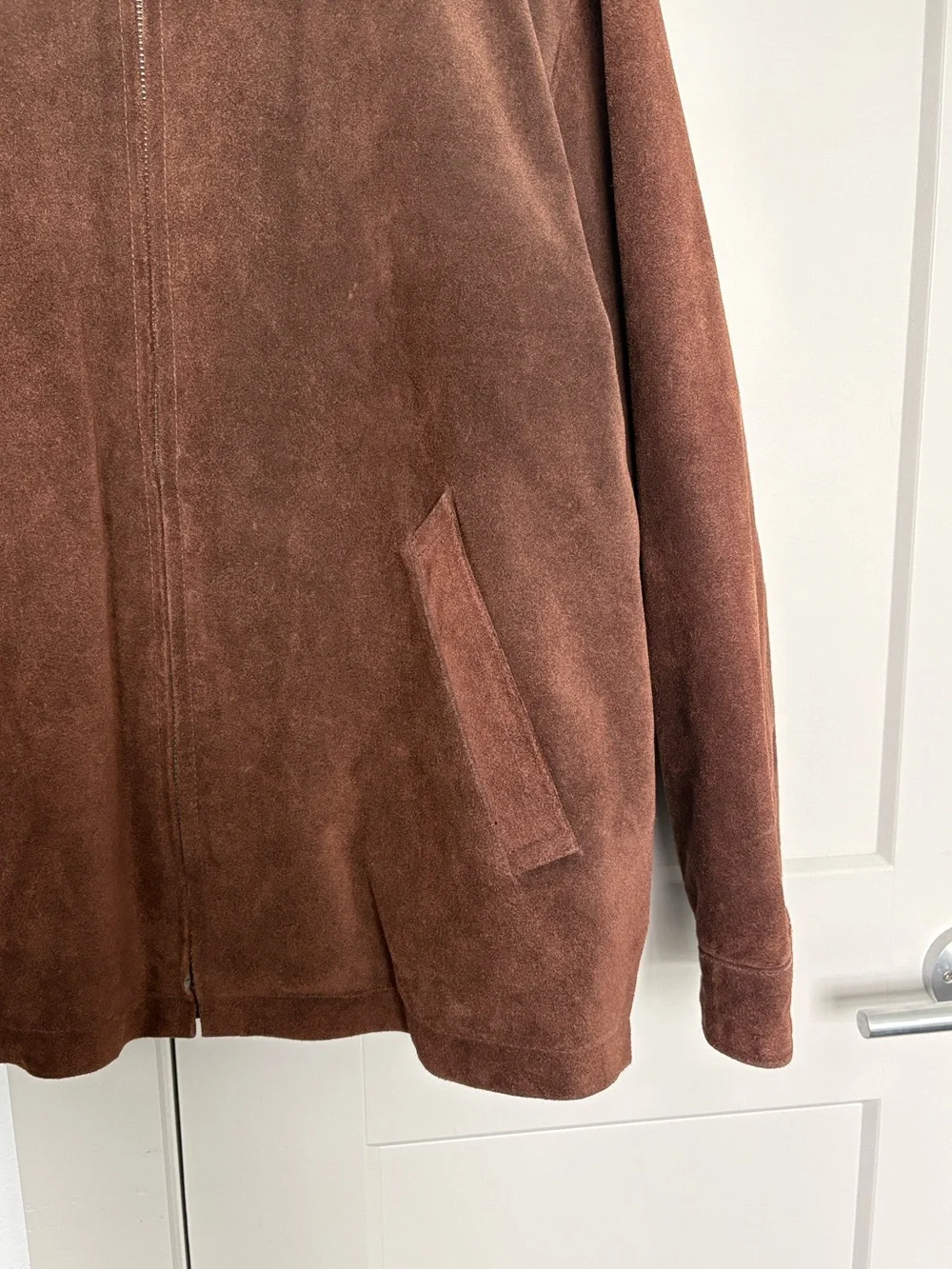 VINTAGE STRUCTURE LE COLLEZONI BROWN SUEDE LEATHER FULL ZIP JAVKET MENS XL